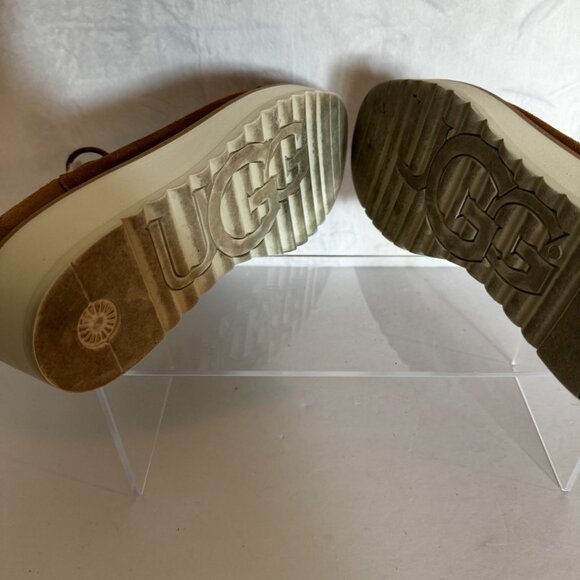 UGG Johanna Spill Seam Loafer Oxford Size 9 Suede Chestnut Wedge - Picture 12 of 13